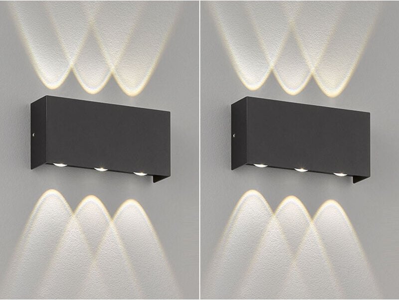 Fischer&honsel - led Außenwandleuchten 2er set Schwarz mit Up Down Licht - 17cm breit