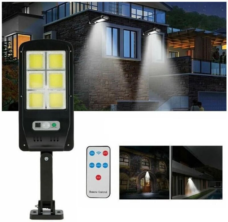 Thumbnail - Trade Shop - FARO LAMPIONE STRADALE PANNELLO SOLARE FOTOVOLTAICO SENSORE 4 LED COB CON TELECOMANDO -