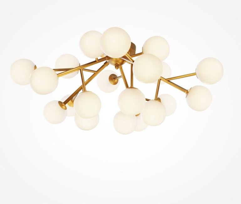 Maytoni - Dallas Moderne 20-flammige Kugel-Deckenleuchte Gold, Schirm Cognac, G9