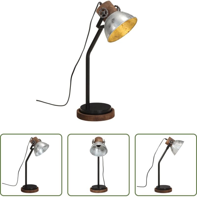vidaXL Schreibtischlampe 25 W Vintage-Silber 18x18x60 cm E27