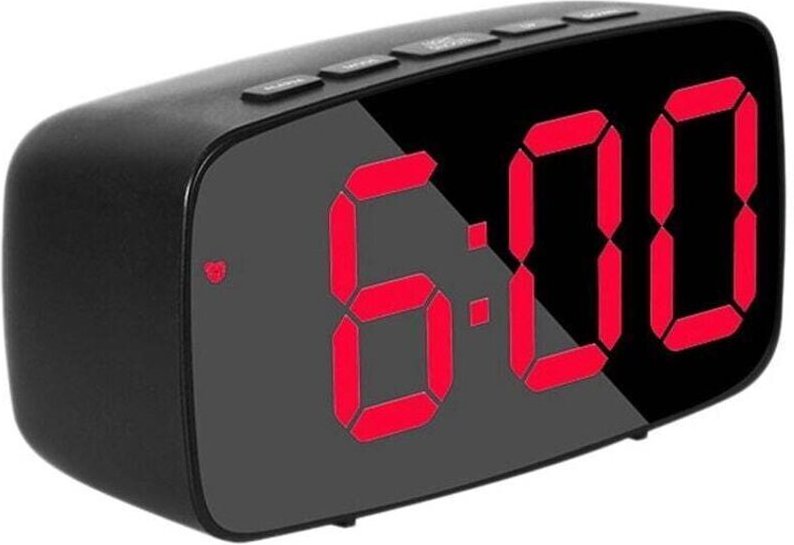 Intelligenter digitaler Wecker am Bett, rote LED-Reise-USB-Schreibtischuhr mit 12/24-Stunden-Datum, Temperatur, Schlumme...