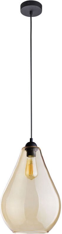 TK Fuente Kuppelförmige Pendelleuchte, Schwarz, Bernsteinglas, 1xE27