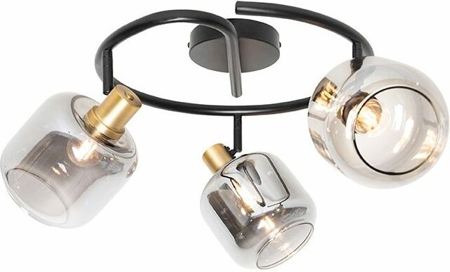 Deckenspot schwarz mit Rauchglas rund 3-flammig - Zuzanna