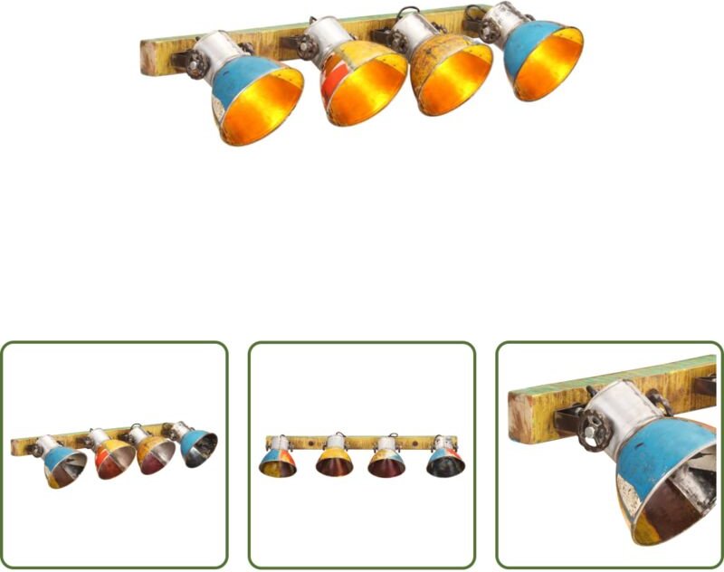 Wandlampe mit 4 Flammen - Wandleuchte Industrie-Stil Mehrfarbig 90x25 cm E27