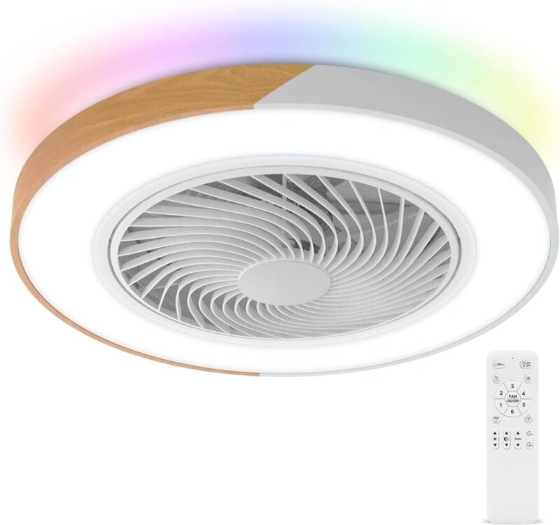 Deckenventilator, Deckenventilator mit LED-Beleuchtung, 6 Windgeschwindigkeiten, 18-W-LED, 3000–6000 K