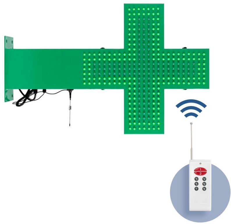 Barcelona Led - LED-Apothekenkreuz einfarbig grün 50 x 50 cm Doppelseitig