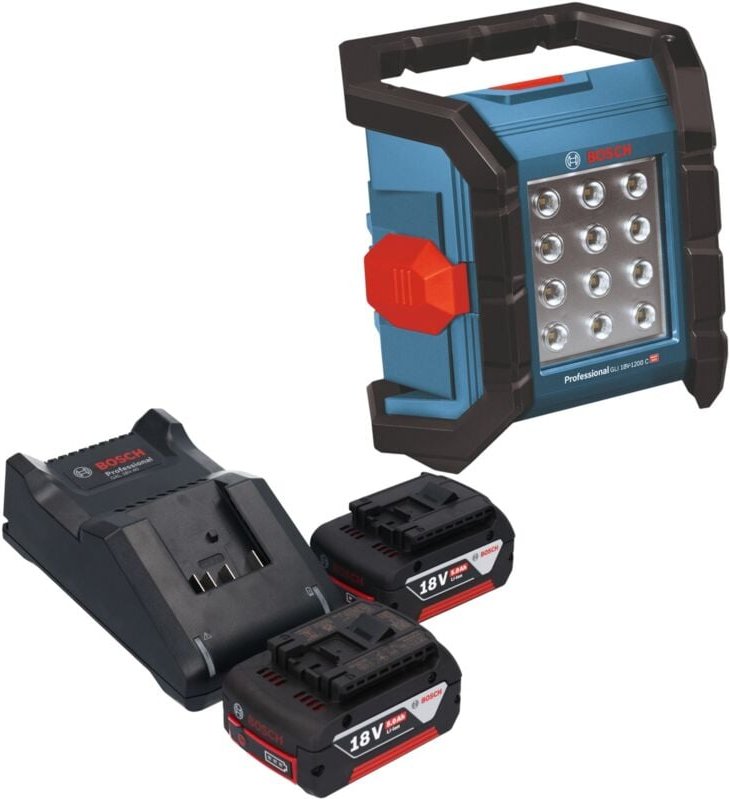 Bosch GLI 18V-1200 C Professional Akku Baustrahler 18 V 1200 lm + 2x Akku 5,0 Ah + Ladegerät