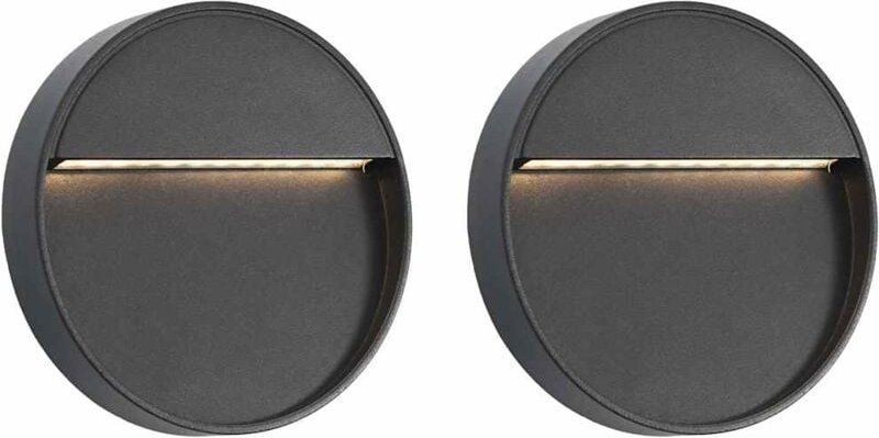 Außenwandleuchten 2 Stk. led 3W Schwarz Rund Vidaxl