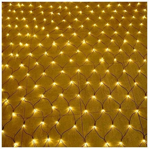 LED Lichternetz 3x2m 250LEDs Lichterkettennetz Warmweiß Lichtervorhang mit 8 Modi Stecker Lichterkette Dunkelgrüne Licht...