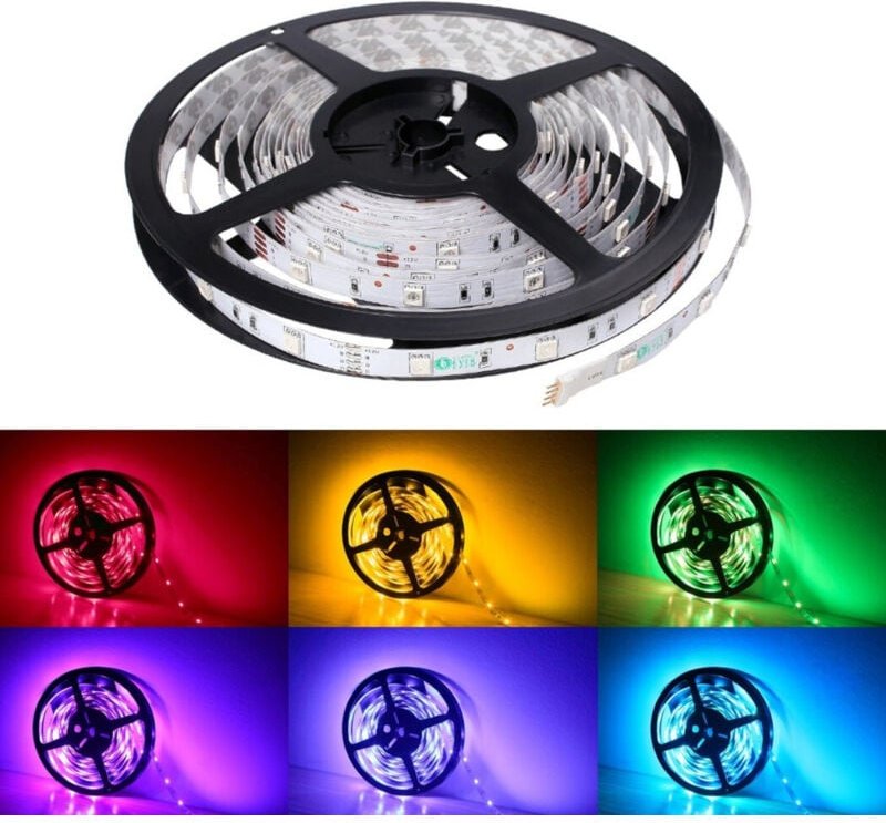 Trade Shop - LED-Streifenrolle 5050, flexibel, 5 m, selbstklebend, für innen und außen, IP65 -
