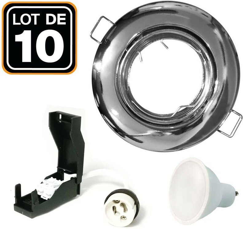 Europalamp - 10 Einbaustrahlers 5W Einbaustrahler schwenkbar verchromt GU10 led Warmweiß 2700k