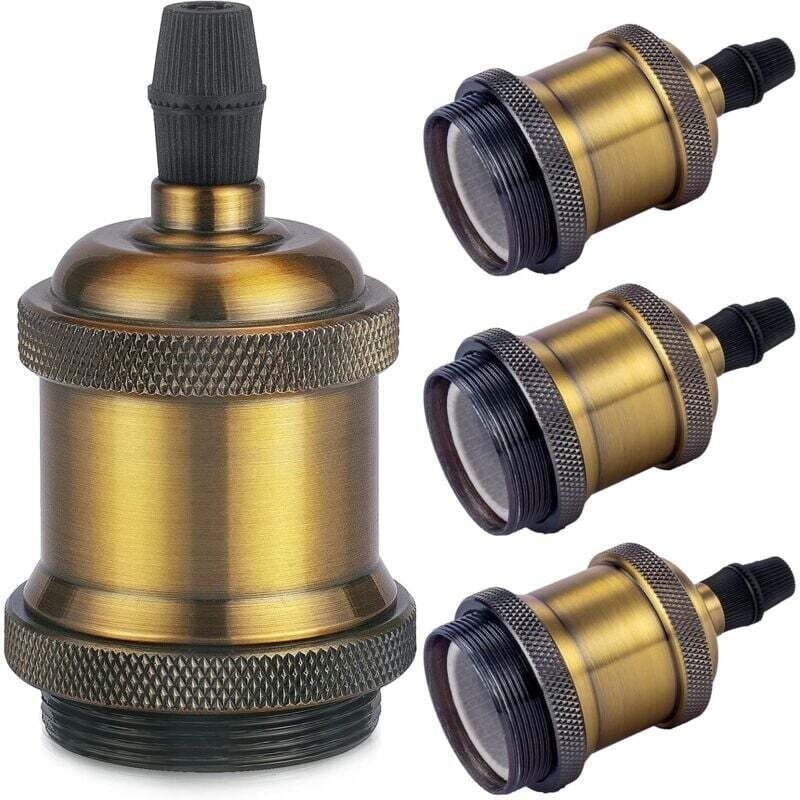 Vintage E27 Lampenfassung, Edison Retro Pendellampe, Massiver Keramikadapter, 4 Stück Messing Vintage Fassung