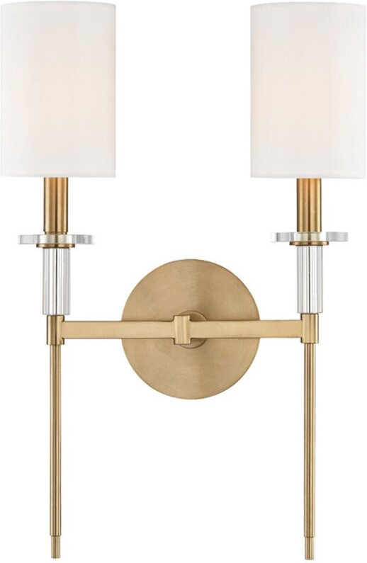 Amherst 2-flammige Wandleuchte Messing, Kunstseide