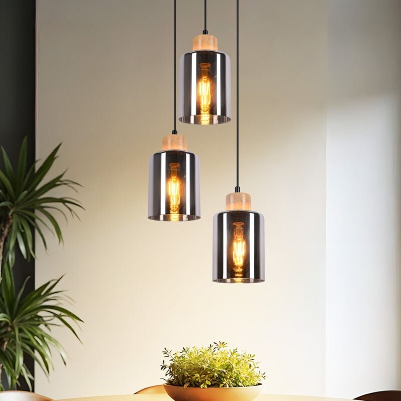 GBLY Pendelleuchte esstisch Holz Hängelampe: Esstischlampe hängend E27 Esszimmerlampe Vintage Küchenlampe Hängeleuchte H...