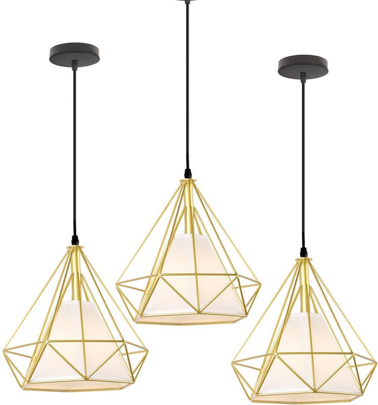 Pendelleuchte, 1 Flammig Hängelampe in Diamant Form, Vintage Kronleuchter mit Käfig für Wohnzimmer Schlafzimmer Esszimme...