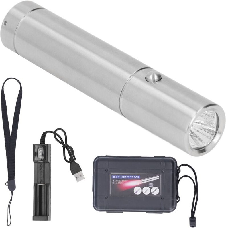 Fafeicy LED-Rotlicht-Taschenlampe mit 3 Lichtquellen (630, 660, 850 nm) – Infrarot-Taschenlampe für Physiotherapie und S...