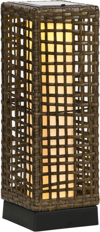 Solarlampe Rattan, LED-Außenleuchte mit Lichtsensor, wasserdicht, 15.5x15.5x46 cm, für Garten & Terrasse