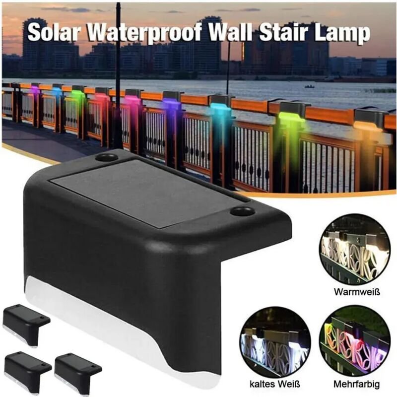 12er-Set LED-Solarleuchten, Zaunleuchten, Wandlampen, Gartenleuchten, bunte Treppenleuchten für den Außenbereich