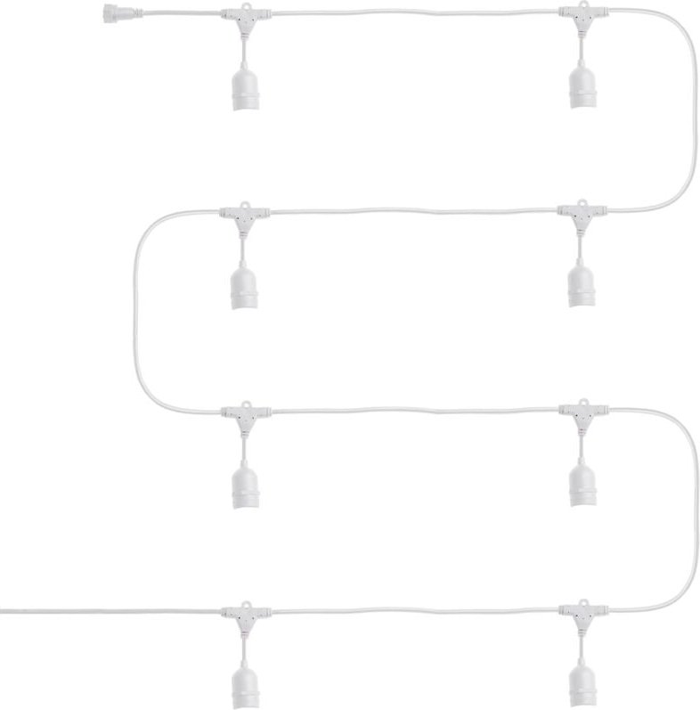 Girlande Aussen mit 8 E27 Lampenfassungen 5.5m Weiss IP65 Weiß