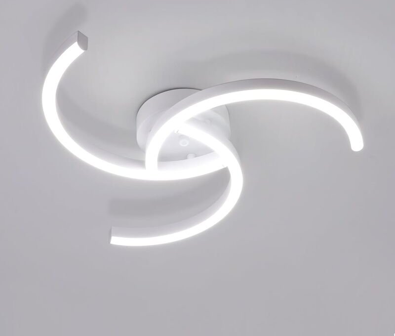Comely - Moderne led Deckenleuchte, 24W 52cm, Helix-Design Deckenlampe für Wohnzimmer Schlafzimmer Küche - Weiß - Kaltwe...