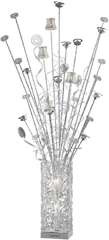 Inspired Koil Aluminium Koil Stehleuchte 7-flammig G4 Aluminium/Weiß/Kristall, NICHT LED/CFL-kompatibel