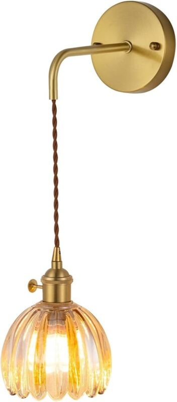 Vintage-Wandleuchte mit Blumenmuster, Hängelampe, Wandleuchte mit Glasschirm fürs Schlafzimmer, Vintage-Wandleuchte für ...