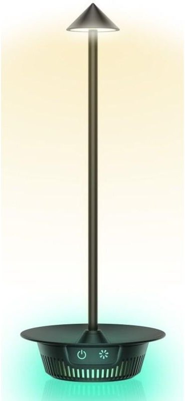 Techly LED RGB Tischlampe Schwarz Minimalistisch Kabellos