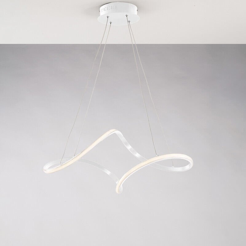 Sospensione in metallo e alluminio laccato bianco con led integrato e cavi elettrici regolabili H.25 - max 150 - l. 65 x...