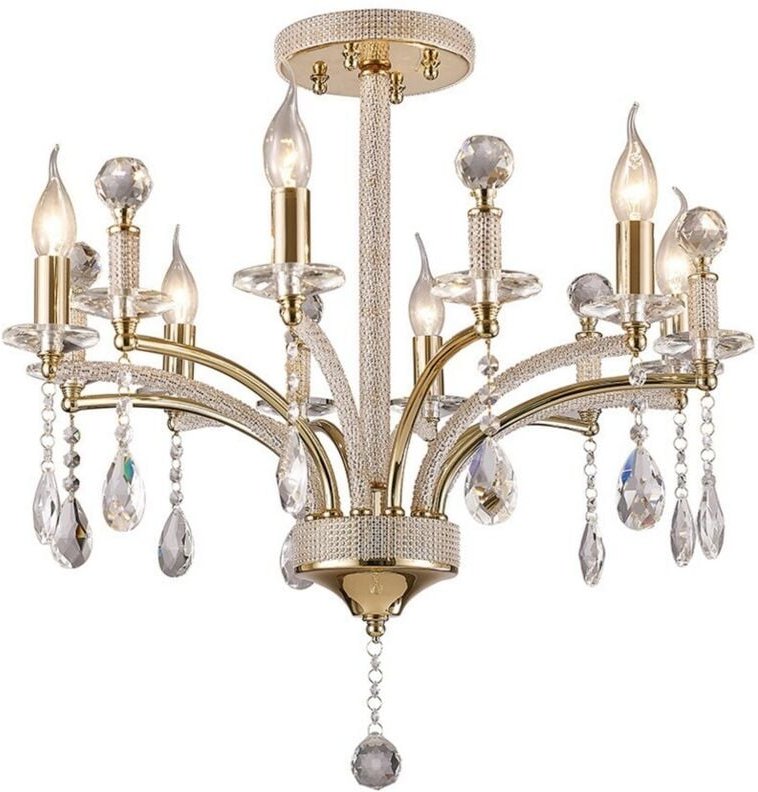 Inspired Diyas - Fiore - Semi Flush Deckenanhänger 6 Light French Gold, Kristall
