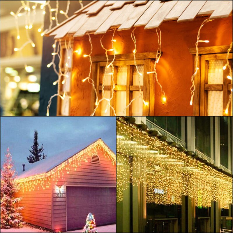 Thumbnail - SWANEW LED Eisregen Lichterkette Außen und Innen 600 LEDs 20m Deko LED Regenkette IP44 Schutz, 8 Modi mit Stecker, Hallo...