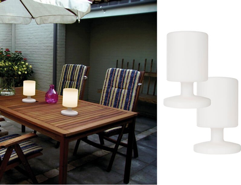 Meinewunschleuchte - 2er set Akku led Tischleuchten Outdoor mit rgb Farbwechsler, Höhe 25cm