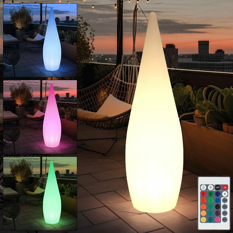 Außenleuchte Stehlampe rgb led dimmbar Terrassenlampe Garten mit Fernbedienung, Kunststoff weiß, Dimmer Farbwechsler, h ...
