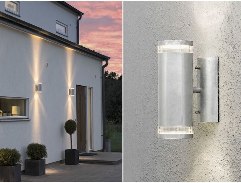 Konstsmide - 2er-Set Up-Down Wandleuchte modena galv. Stahl, GU10, Höhe 23,5 cm, IP44