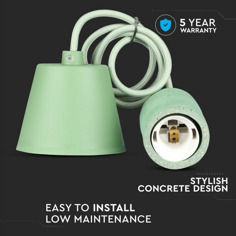 V-TAC LED-Kronleuchter aus Betonzylinder mit E27-Lampenfassung (max. 60 W), Farbe Grün