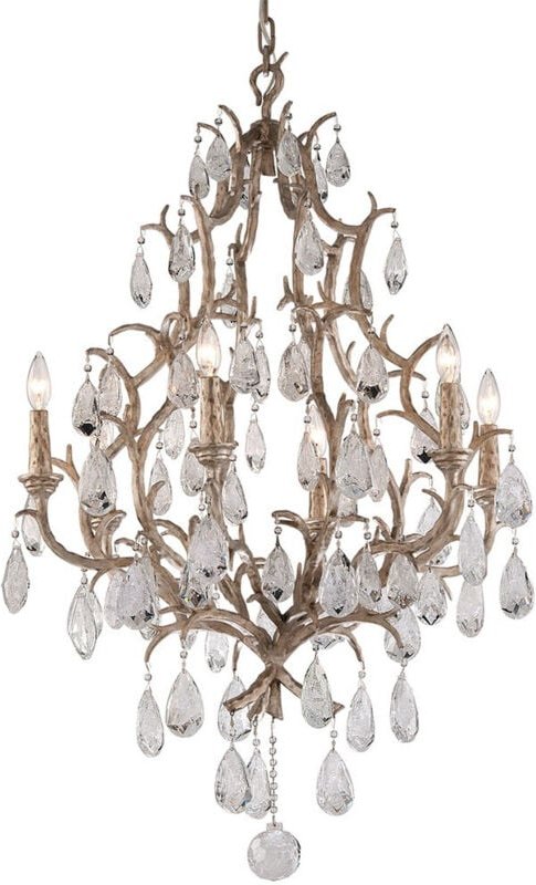 Amadeus 6-flammiger Kronleuchter Wiener Bronze, Glas