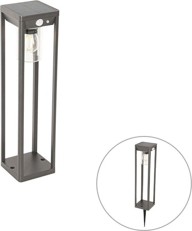 Außenpoller dunkelgrau 40 cm inkl. led und Solar - Sonne