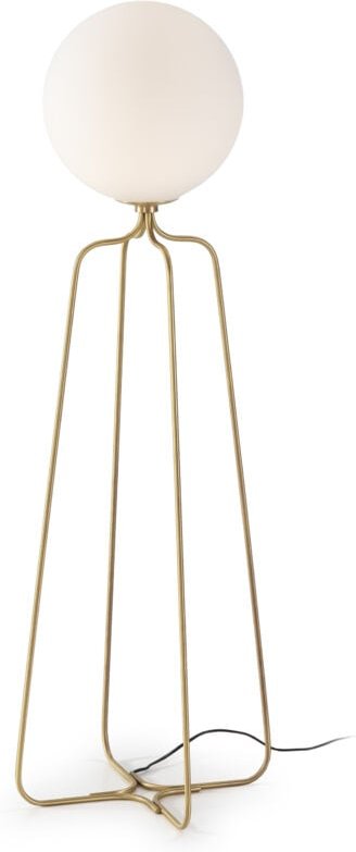 Stehleuchte 53X53X170 Goldenes Metall/Weißes Glas