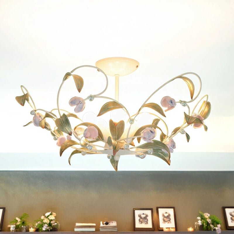 Licht-erlebnisse - Florale Deckenleuchte rose Ø64cm 5-flmg