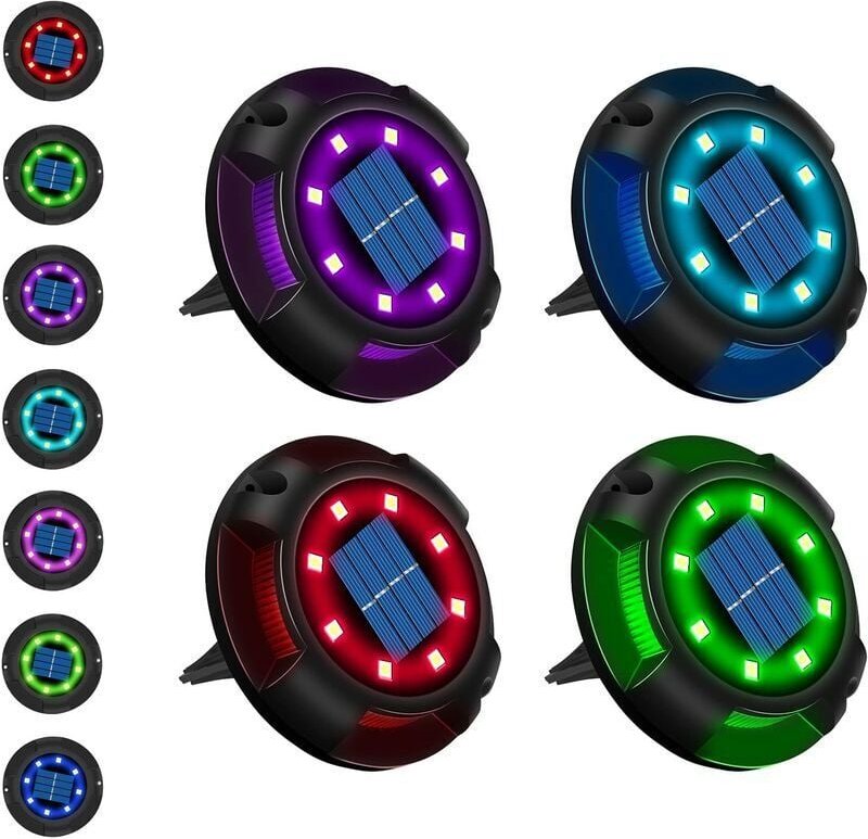 Solar-Außenstrahler, 12 LEDs, 7 Farben, Solar-Gartenleuchte, Einbaustrahler mit großem Solarpanel, wasserdicht, IP65, So...