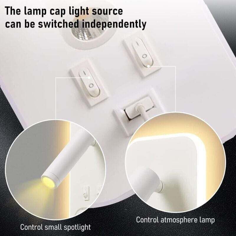 LED-Wandleuchte, Nachttischlampe mit Schalter, USB-Ladeanschluss, geeignet für Schlafzimmer und Flur, weiß