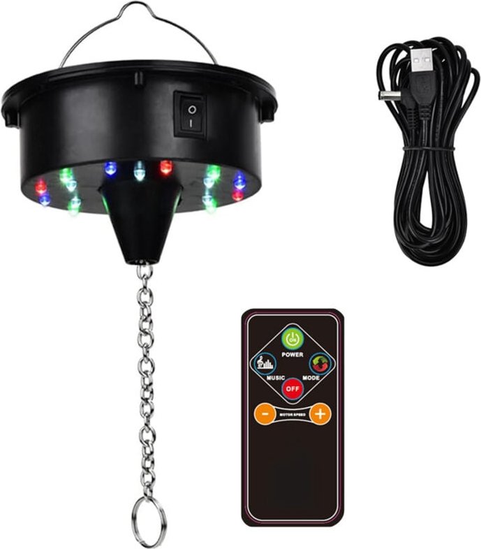 Rotierende Discokugel-Motorlichter mit Fernbedienung, 18 LEDs für 12 16 20 24 Zoll Spiegelrotator (ohne Kugel)