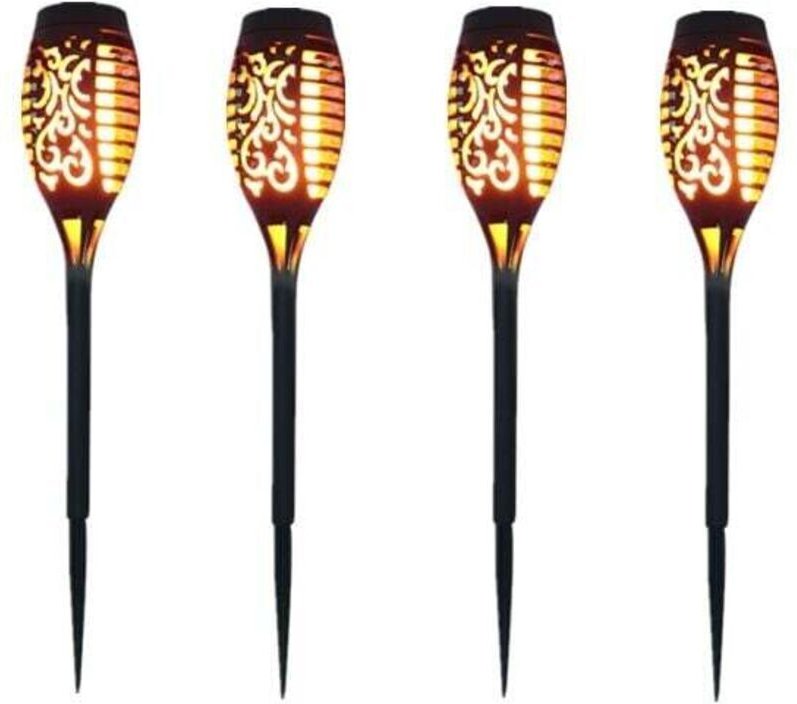 12 LED-Solarleuchten, 54 cm, Gartendekoration mit Flackerlicht – 4er-Pack