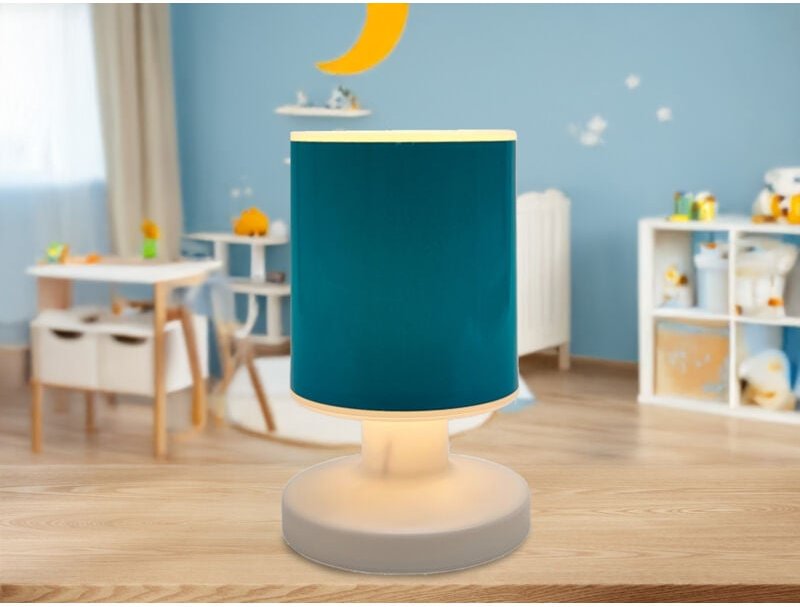 Led Akku Tischleuchte mit Schirm Petrol per usb aufladbar, Höhe 20cm