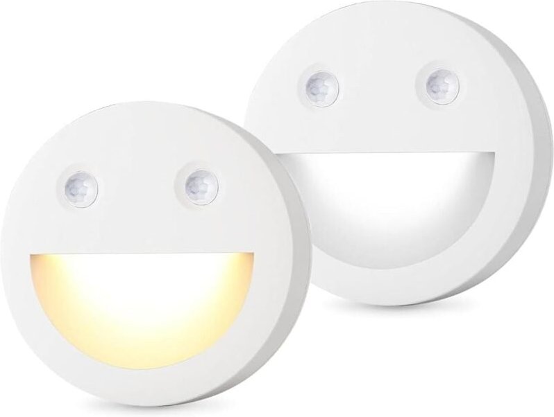 LED-Nachtlicht mit Bewegungsmelder, 2er-Set, für Treppenhaus oder Flur, 2700 K und 5000 K, blendfreies Licht, batteriebe...