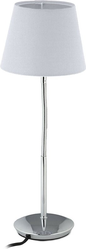 Tischlampe flexibel, mit Stoffschirm, verchromter Fuß, E14 Fassung, Nachttischlampe, HxD: 47 x 17 cm, weiß - Relaxdays