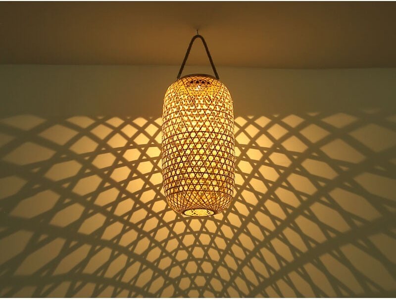 Globo - led Solarlaterne hängend aus Bambus Korbgeflecht, Höhe 56,5cm