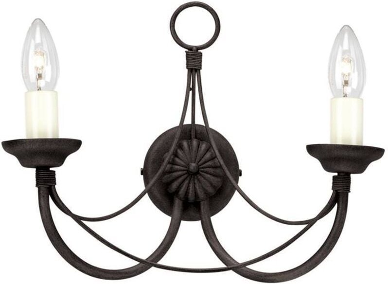 Carisbrooke - 2 Licht Innenwandleuchte Schwarz - Glasschirm nicht im Lieferumfang enthalten, E14 - Elstead