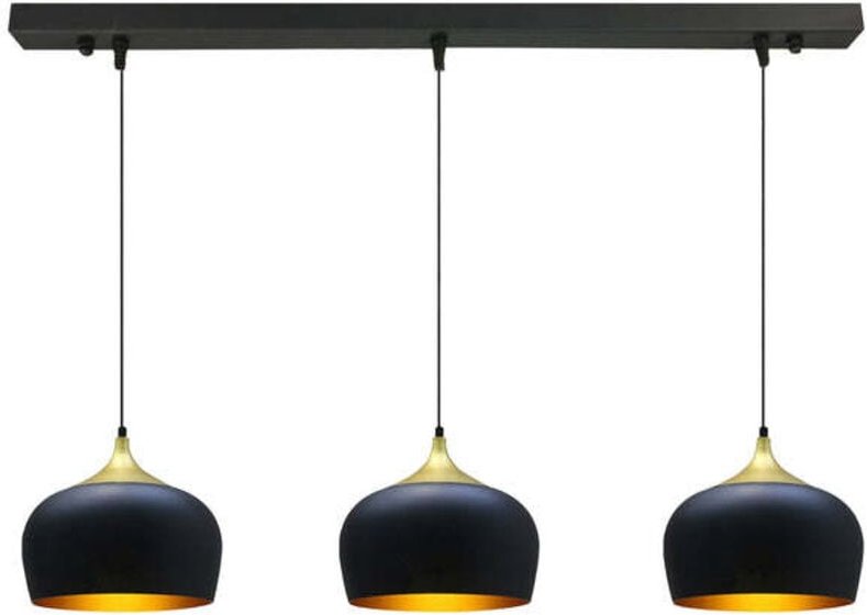 Dreifach-Pendelleuchter aus schwarzem Metall – Vintage-Kronleuchter E27 Ø30 cm für Wohnzimmer, Schlafzimmer oder Esszimm...