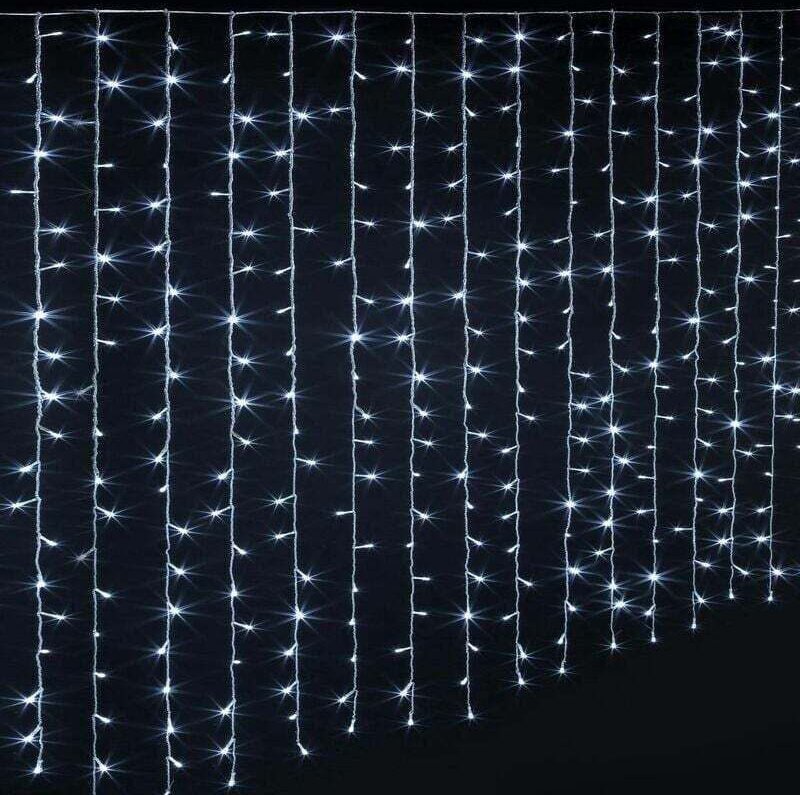 600 LEDs, 3 m langer Lichtvorhang für Fassaden mit Timer, XU, Außenbeleuchtung, Kaltweiß – Feeric Lights & Christmas – K...