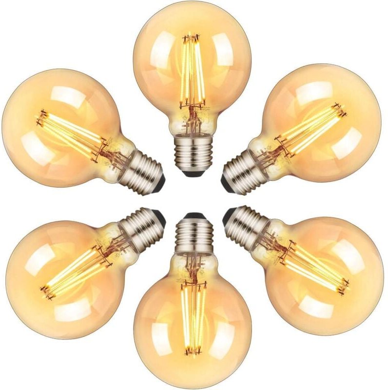 Shmshng - LED-Glühbirnen, E27-LED-Glühbirne, 6er-Pack, 6 w, Vintage-Edison-Glühbirnen (entspricht 60 w), 2200 k, warmwei...